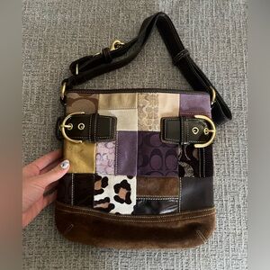 Coach Patchwork Shoulder Bag with Gold Accents